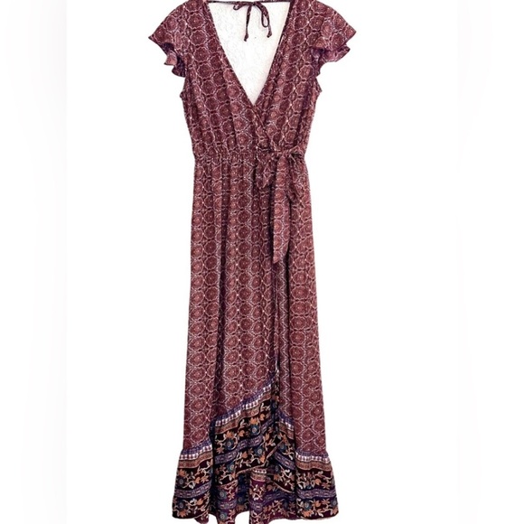 Band of Gypsies B.O.G Collective Maxi Dress Flutter Sleeves size XS Cottage - Picture 1 of 10